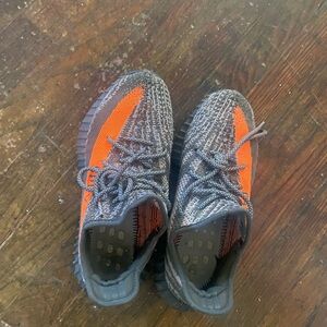 Gray and Orange Knit Sneakers